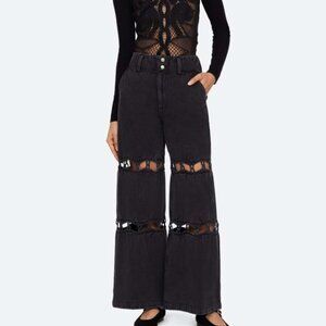 Sea New York Luz Cutout Wide Leg Jeans 4 Black
